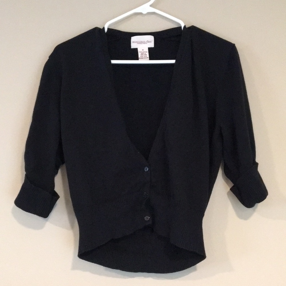 3/4 sleeve cropped black shrug